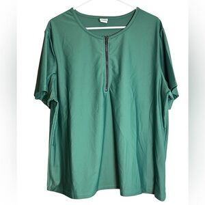 Junonia 2X Green Quarter Zip Front Swim Top Rash Guard Nylon Lycra Activewear